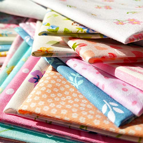 flic-flac 50pcs 12 x 12 inches (30cmx30cm) Cotton Fabric Squares Quilting Sewing Floral Precut Fabric Square Sheets for Craft Patchwork - size: 50pcs 30cm*30cm