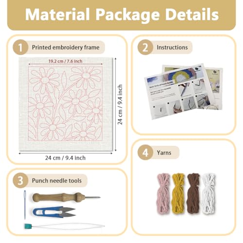 Doodlream Daisy Flowers DIY Punch Needle Embroidery Kit for Adult Beginner - color: Daisy Flowers