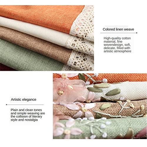 Generic Printed Stamped Cross Stitch Tablecloth Kit for Embroidery, White, Linen, 90x90cm