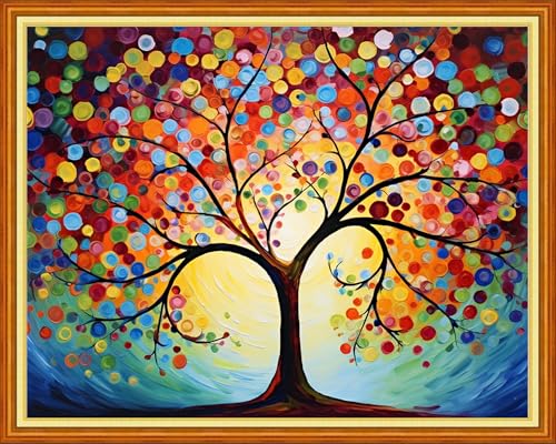 Artvxeay Stamped Cross Stitch Kits | Embroidery Kits for Beginners Craft Kit Needlepoint for Adults Supplies DIY 11CT - (Colorful Moonlight Tree 16x20 inch) - color: Colorful Moonlight Tree 16x20 inch