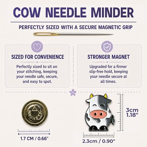The Quilted Bear Magnetic Needle Minder, Small, Cow - color: Cow