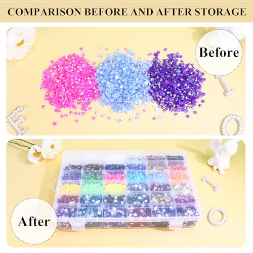1 Pack 36 Grids Plastic Organizer Container with Adjustable Dividers, Large Clear Snack Box Removable for Sewing Supplies, Floss, Bead, Jewerly, Nails Storage - size: Large Box (36 Grids)