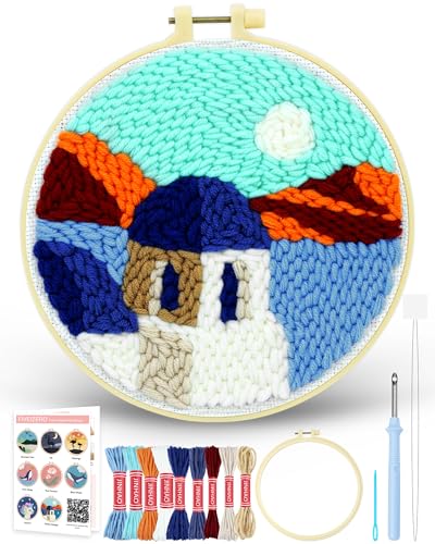 FIVEIZERO Yarn Punch Needle Craft Kit for Beginners,House Needle Punch Kit - color: House