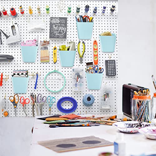 Large Pegboard Cups, 6Pack Peg Board Square Storage Bins With Hooks (Blue) - color: Sky Blue