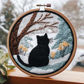 DIY Punch Needle Kit Cat with Hoop 20x20cm - color: 01-Cat1