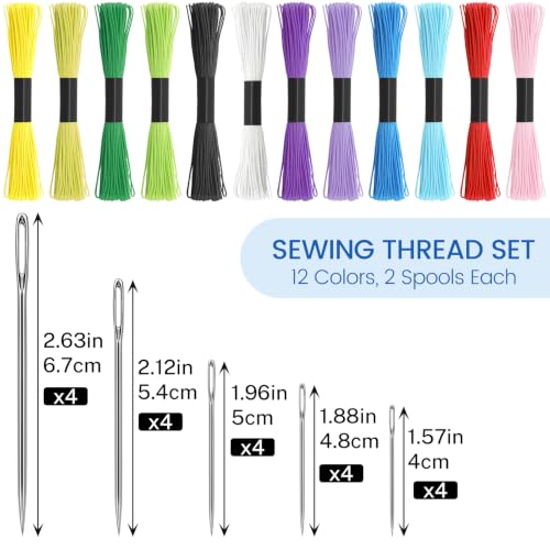 Sashiko Kit, Includes Sashiko Thread, 100% Cotton Fabric, Needle, Thimble, Threader, and Sashiko Pattern Template. Ideal for Sewing Beginners, Mending, and Hand Quilting. - color: 24