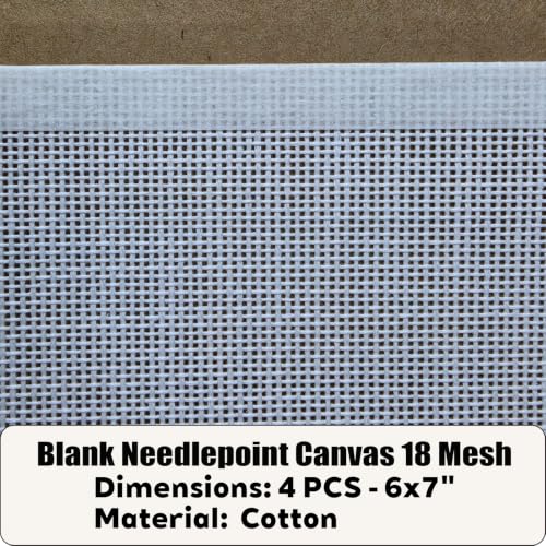 Needlepoint Canvas,18 Mesh Needlepoint Canvas,4 Pcs 6"x7" Taped Edges - size: 6" x 7"