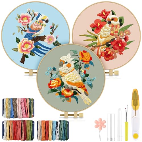 TINDTOP Embroidery Kit for Adult, Parrot Embroidery Stitch Practice kit - color: Parrot