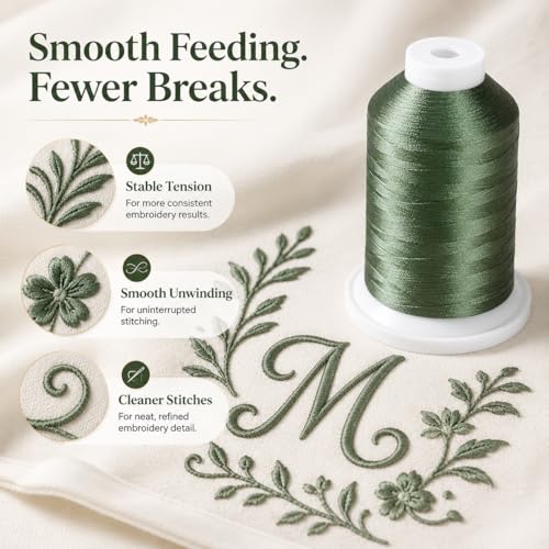 Simthread 5500Yds/5000M 40WT Polyester Embroidery Thread Green 519 - color: Green-519