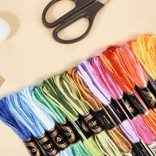 12 Skeins 6 Strands Rainbow Embroidery Thread Floss for Craft DIY - color: Rainbow Color