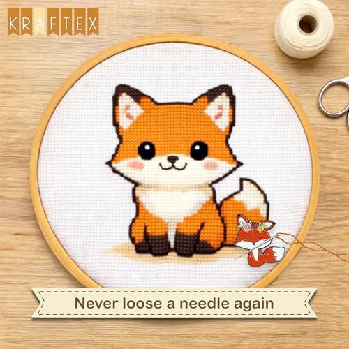Kraftex Magnetic Needle Minder. Needleminder for Embroidery & Sewing. Cute Needlepoint Accessories. Magnetic Needle Holder for Cross Stitch. Cute Magnet Pin Gift - color: Hedgehog, Fox, Cactus