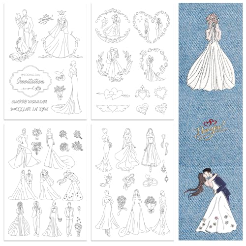 Peacoblue Wedding Stick and Stitch Embroidery Patterns, Water Soluble - color: Wedding