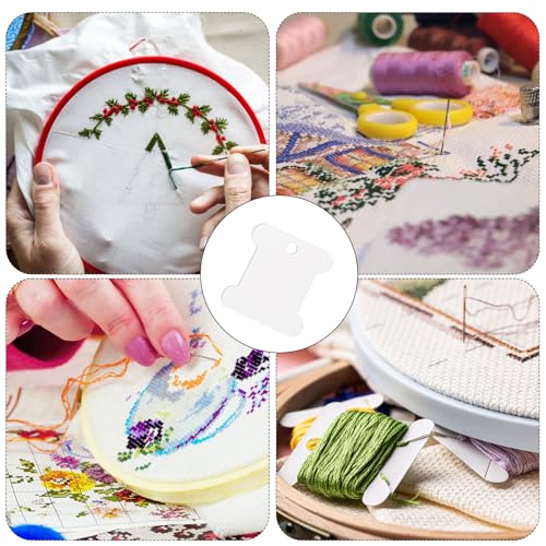 200PCS Embroidery Floss Bobbins, Paper Embroidery Thread Cards, White Sewing Machine Bobbin for Cross Stitch, Yarn Bobbin Winder for Sewing Thread Storage, Needlework Supplies for Sewings Threads