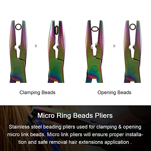 NEWISHTOOL Micro Links Hair Extensions Kit, Hair Extension Pliers for Beads - color: Rainbow