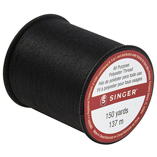 Singer 60110All Purpose Polyester Thread, 150 Yards, Black - color: Black, size: 1- Pack