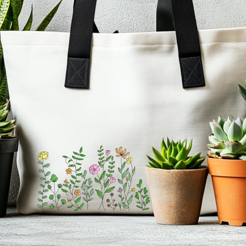 INFUNLY 12pcs Wildflower Water Soluble Embroidery Stabilizer 4 Sheets Self Adhesive Washable Stabilizer with Pre-Printed Spring Plant Hand Sewing Stabilizer for Embroidery Stick Stitch Transfer Paper