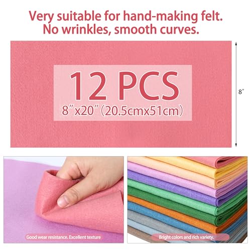HaoFeiJH 6Pcs Felt Sheets 8"x20" (Primary Colors 12pcs) - color: Primary Colors 12pcs