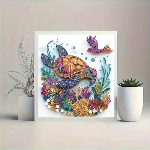 ZQEATRY Sea Turtle Diamond Painting Kits for Adults,5D Special Shape Diamond Art Kits for Adults Beginners,DIY Crystal Rhinestones Diamond Dots with Gem Art Kits,Home Wall Decor 12 X 12 inch - color: XJ101
