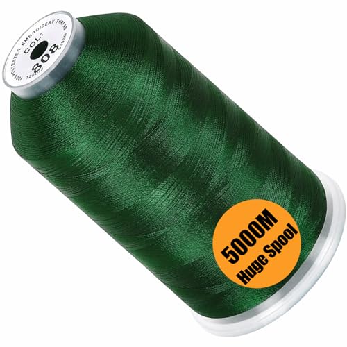 New brothread 5000M Huge Spool Embroidery Machine Thread - Deep Green - color: Deep Green-808