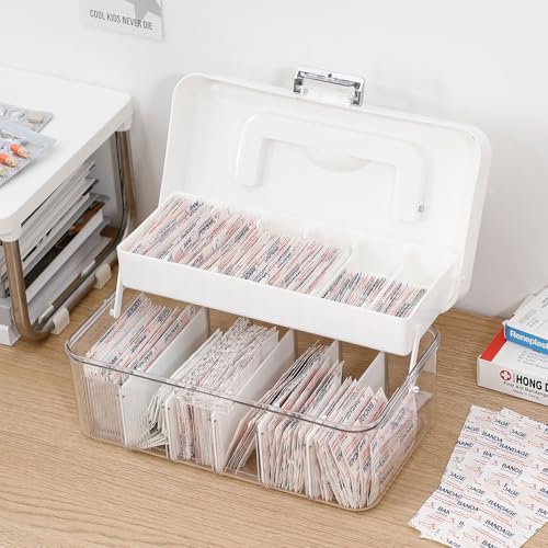 Plastic Bandages Organizer with Lid and Adjustable Dividers - size: 1 Pack