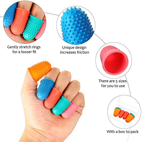Outus 10 Pcs Rubber Finger Tips, Thimbles Silicone Gripper Protector Thick
