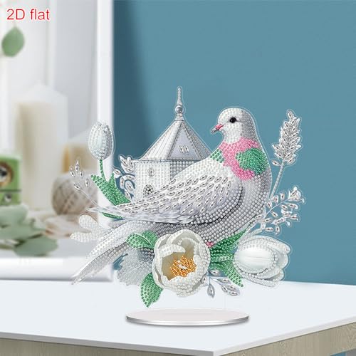 POETRYDRAW Diamond Art Ornament Desktop Kit Bird Flower, Stand Up Diamonds Painting Ornament for Adults, 5D DIY Special Diamond Gem Craft Tabletop Placement Board Kit - color: Flower Bird