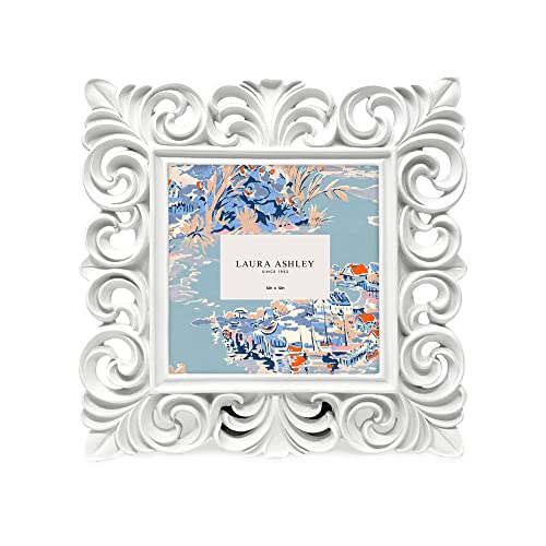Laura Ashley 4x4 White Vintage Inspired Resin Scroll Design Picture Frame - color: White, size: 4x4