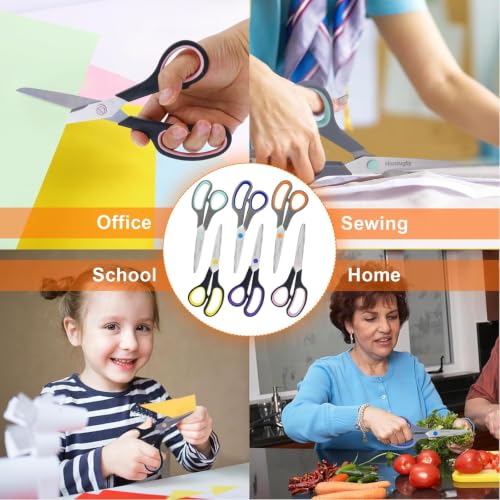 Scissors for Office School Supplies, Hnncugty 8"Scissors All Purpose 24Pack - color: 24 Pack Black Grey