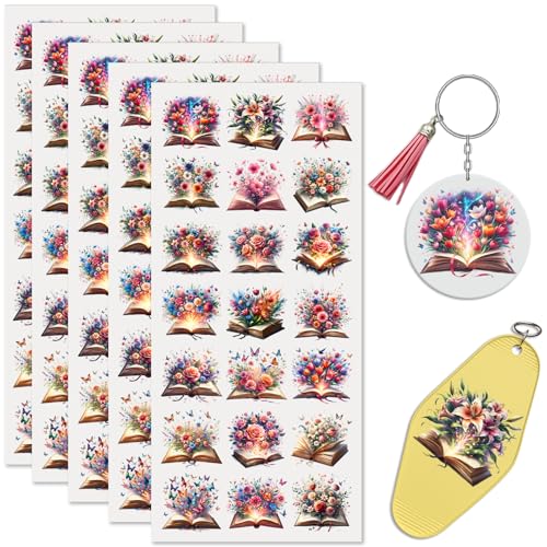 UV DTF Stickers 105 Pcs Floral Books UV DTF Cup Wrap for Glass - style: Watercolor Floral Books