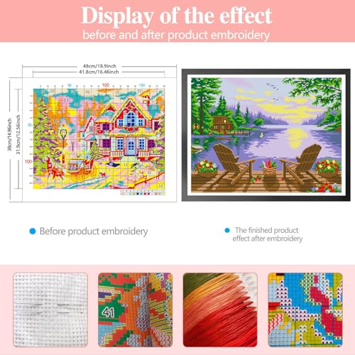 Zhenqing Leisure Time Printed Cross Stitch Kit - 11CT 38x48cm with Threads, Needle & Pattern, No Hoop Needed for Beginners (65837) - color: 65837