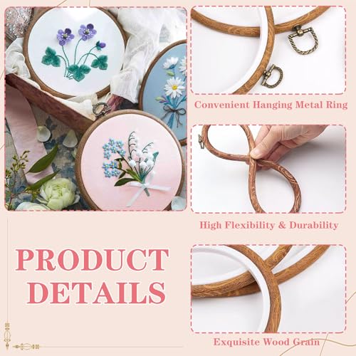 4Pcs Embroidery Frame for Dispaly 5inch to 10inch Cross Stitch Frame Set, Circle Embroidery Hoops Display Frame for Sewing and Wall Hang, Needlework, Embroidery Projects