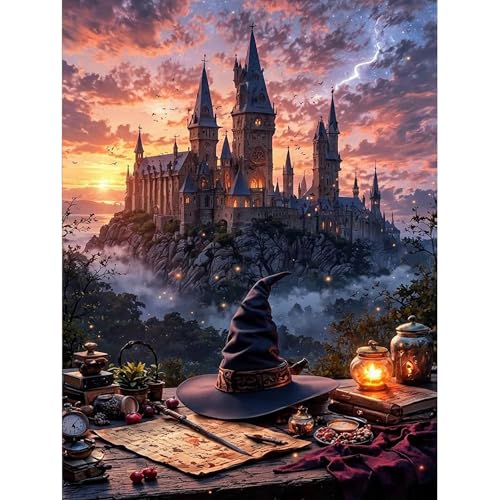 Castle Stamped Cross Stitch Kits for Adults - Embroidery Kits for Beginners Adults,11 CT Patterns Dimensions Counted Cross Stitch Kits for Adults Arts Craft 12x16 inch - color: Cross stitch-35