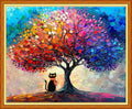 Artvxeay Stamped Cross Stitch Kits Beginners Full Range of Embroidery Starter Kits for Adults Printed Cross Stitching DIY Needlepoint Kit 11CT- Cat Under the Colorful Tree 16x20 inch - color: Color66