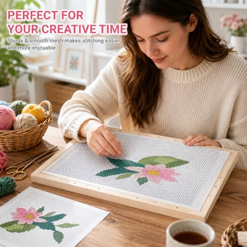14 Mesh White Needlepoint Canvas - 20" x 20.5" Premium