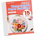 Captain Blues 15PCS 8.5"x11" Sticky Water Soluble Stabilizer for Embroidery - Medium Weight Wash Away Embroidery Stabilizer, Printable & Draw-Ready Patterns for Hand & Machine Embroidery - size: 15-Pcs(8.5''x11'')