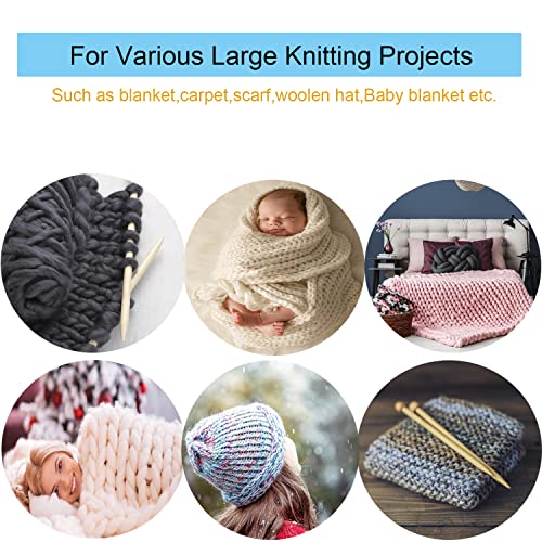 Weabetfu Large Size Bamboo Knitting Needle Straight Single Pointed Thick Knit Needles 10-inch Length Jumbo Knitting Needles for Huge Chunky Yarn Handmade DIY Knitting,US Size 17(12mm) - size: 12mm(O)