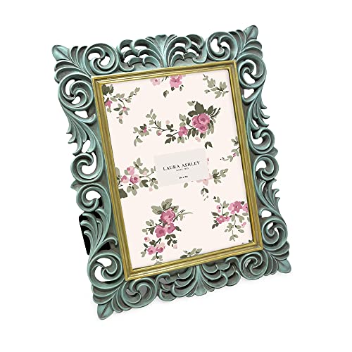 Laura Ashley 5x7 Light Blue w/Gold Resin Scroll Design Picture Frame - color: Light Blue with Gold, size: 5x7