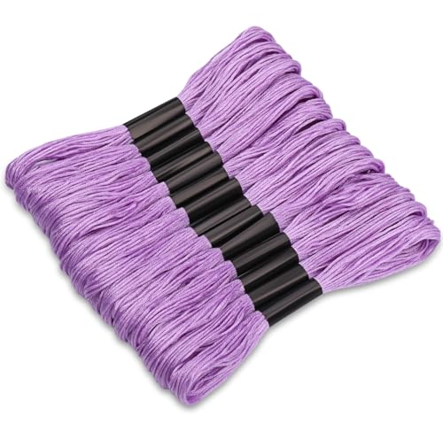 14 Skeins Embroidery Thread, Cotton Purple Embroidery Yarn Floss - color: Purple