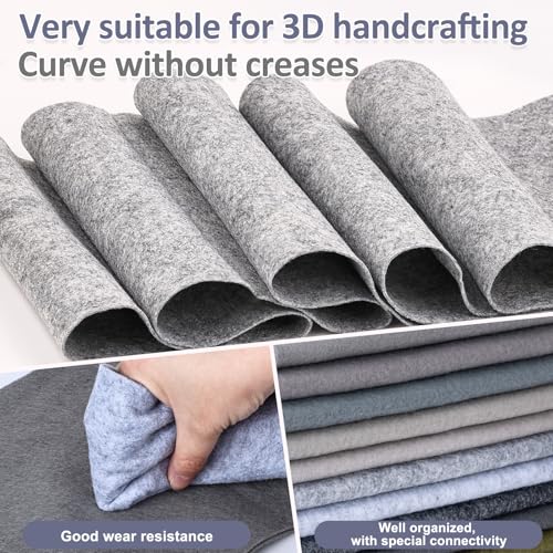 XSEINO 13 Rolls 8"x35" 1.4mm Thick Soft Felt Fabric Sheet 13 Assorted Gray Series Colors Felt Pack Pastel Felt Sheets for DIY Craft Sewing Squares Nonwoven Patchwork - color: Grey Hues