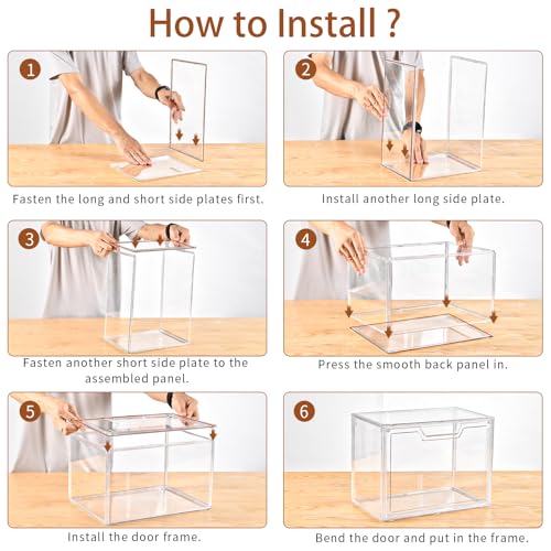 Freebat Stackable Storage Organizers, Clear Acrylic Display Case, 9-Pack Acrylic Boxes with Lids, Clear Storage Containers Storage for Handbags, Collectibles & Figures - size: 9pack