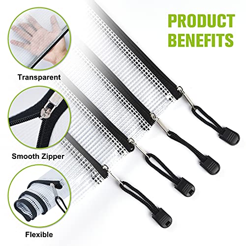 A3 Mesh Zipper Pouch Bag, 6PCS Waterproof Plastic Mesh Zipper Bag, Black - color: Black, size: A3 (17×12 inch)