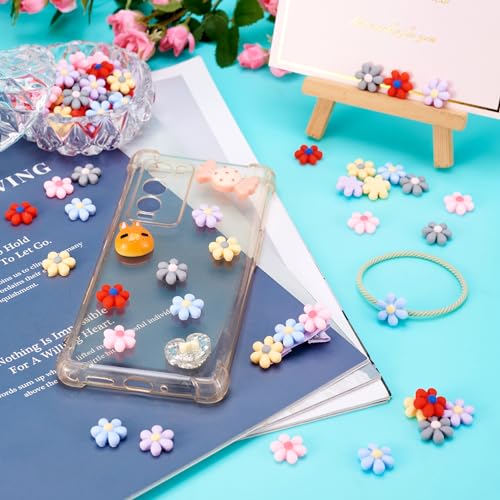 Beadthoven 200pcs 16mm Tiny Resin Flowers Cabochons Cameo Flatback Cute Daisy Slime Charms Undrilled for DIY Hairpin Bow Jewelry Making Decoration Embellishment Scrapbook - color: Flowers#16mm