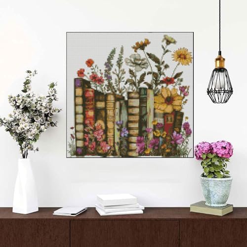 MYBISYMQQ Stamped Cross Stitch Kits - Flower Embroidery Starter Kit for Adult Beginners, Cross Stitch Kits Embroidery Kit Arts and Crafts for Beginners 13.7x13.7 inch - color: D038