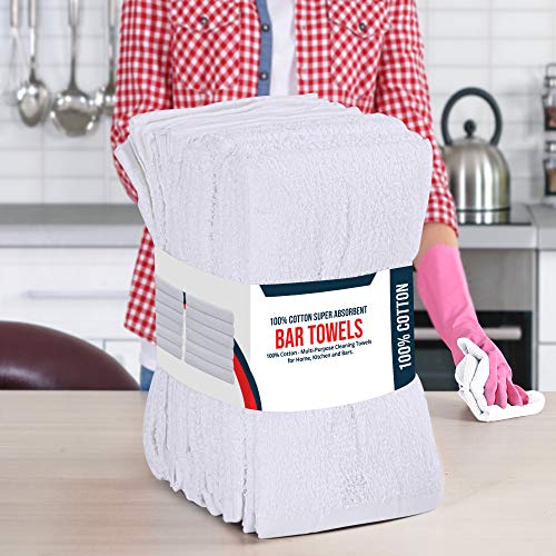 Utopia Towels Kitchen Bar Mops, Pack of 12, 16x19 in, 100% Cotton, White - color: White, size: 12 Pack