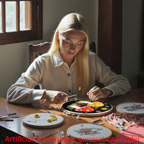 57lilina Embroidery Kit for Beginners, Pack of 3 with Hoop, Threads, Needle - color: Mushroom