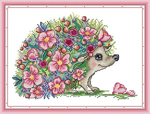 Abillyn Embroidery Cross Stitch Kits Beautiful Hedgehog Stamped with Printed Pattern Starter Kit (Hedgehog) - color: Hedgehog
