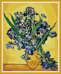 IUHUI 14 Count Stamped Cross Stitch Kits for Beginners Adults, Still Life Iris of Van Gogh Pre-Printed DIY 14ct Embroidery Sewing Starter Kit Needlework Easy Patterns Famous Paintings - color: Still Life Iris