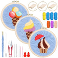 Woohome Punch Needle Kit Included Plastic Hoops, Punch Needle Cloth, Color Yarn and Punch Needle Tools for Adults, Beginners (Custard Cream) - color: Color 22