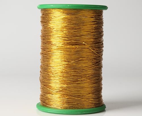 KONMAY 0.5MM Metallic Gold Elastic Sewing Thread(440 Yards)- Stretch Shimmer String for Smocking, Shirring, Gatherring,Ruching&Decorative Garment Sewing - color: Golden