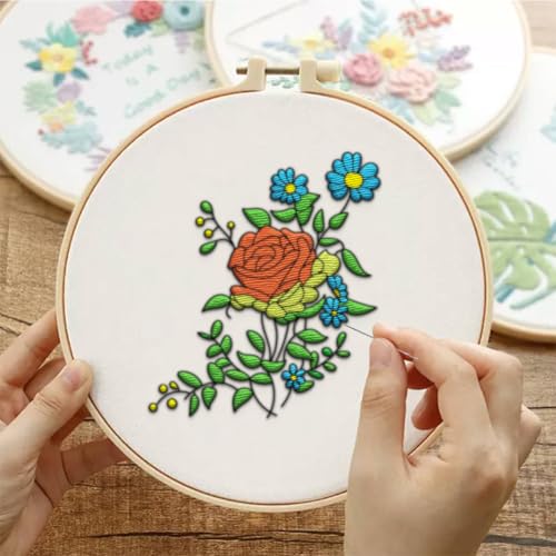 4 Sheets Water Soluble Embroidery Stabilizers 11.69x8.27 Inches Pocket Flower Stick and Stitch Embroidery Paper Adhesive Embroidery Transfer Paper for Shirts Coats Bags - style: Pocket Flower